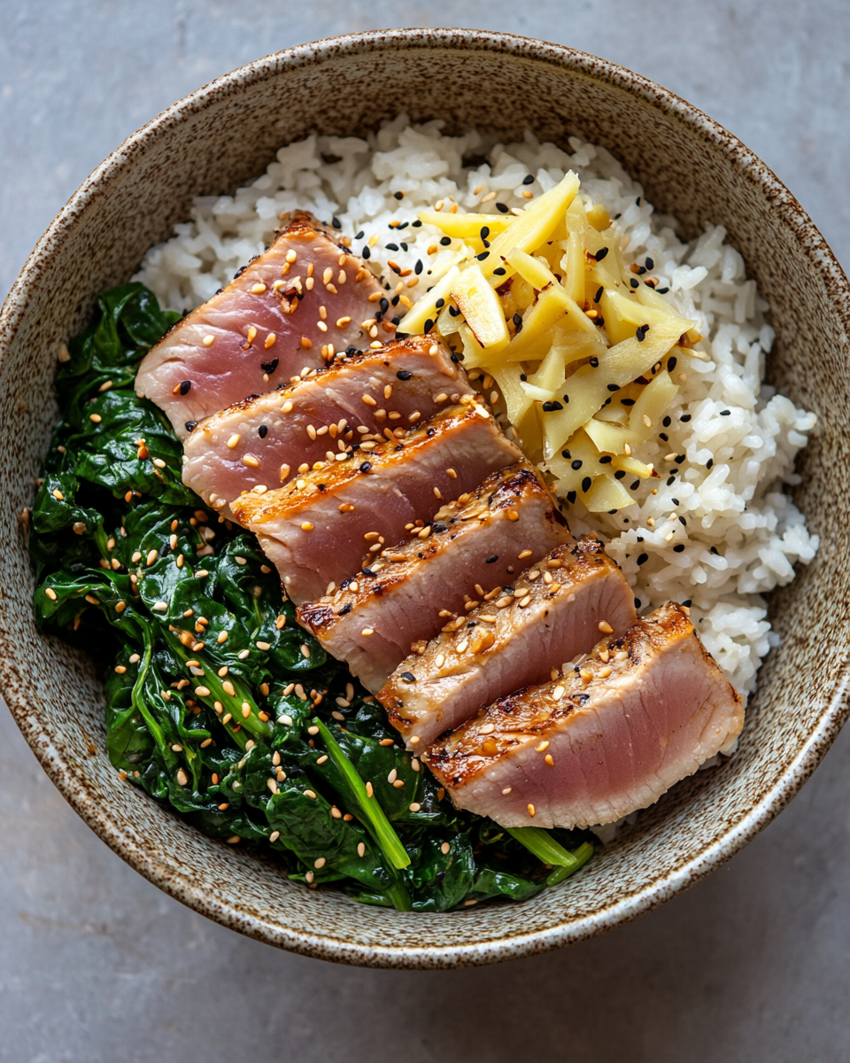 Ginger Seared Tuna Rice Bowl